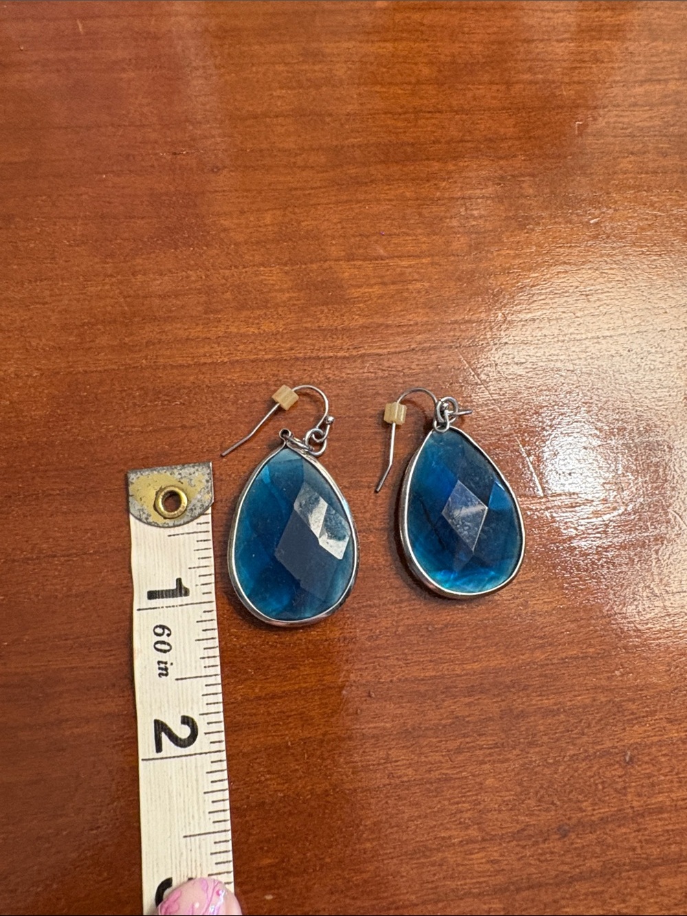 Blue Teardrop Dangle Earrings - Women Jewelry - Picture 3 of 4